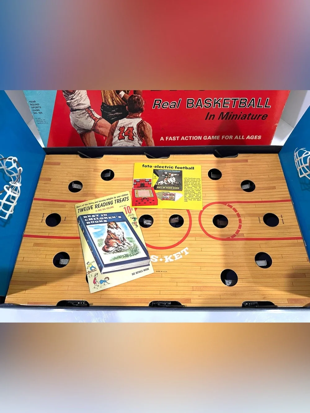 Vintage 1966 Cadaco Bas-Ket Real Basketball In Miniature Tabletop Game No 165